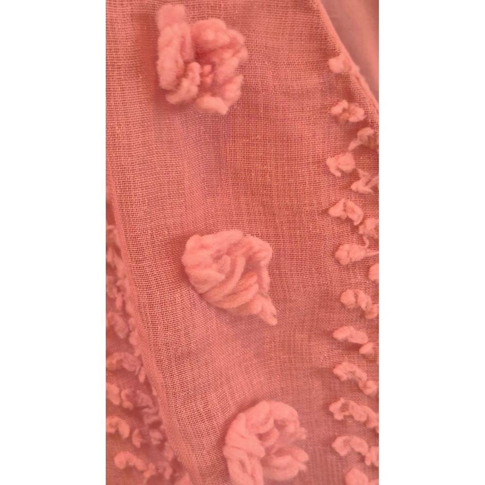&merci Pink Textured Floral Wrap Dress Ruffle Hem V-Neck Romantic Garden Party L - Picture 4 of 13